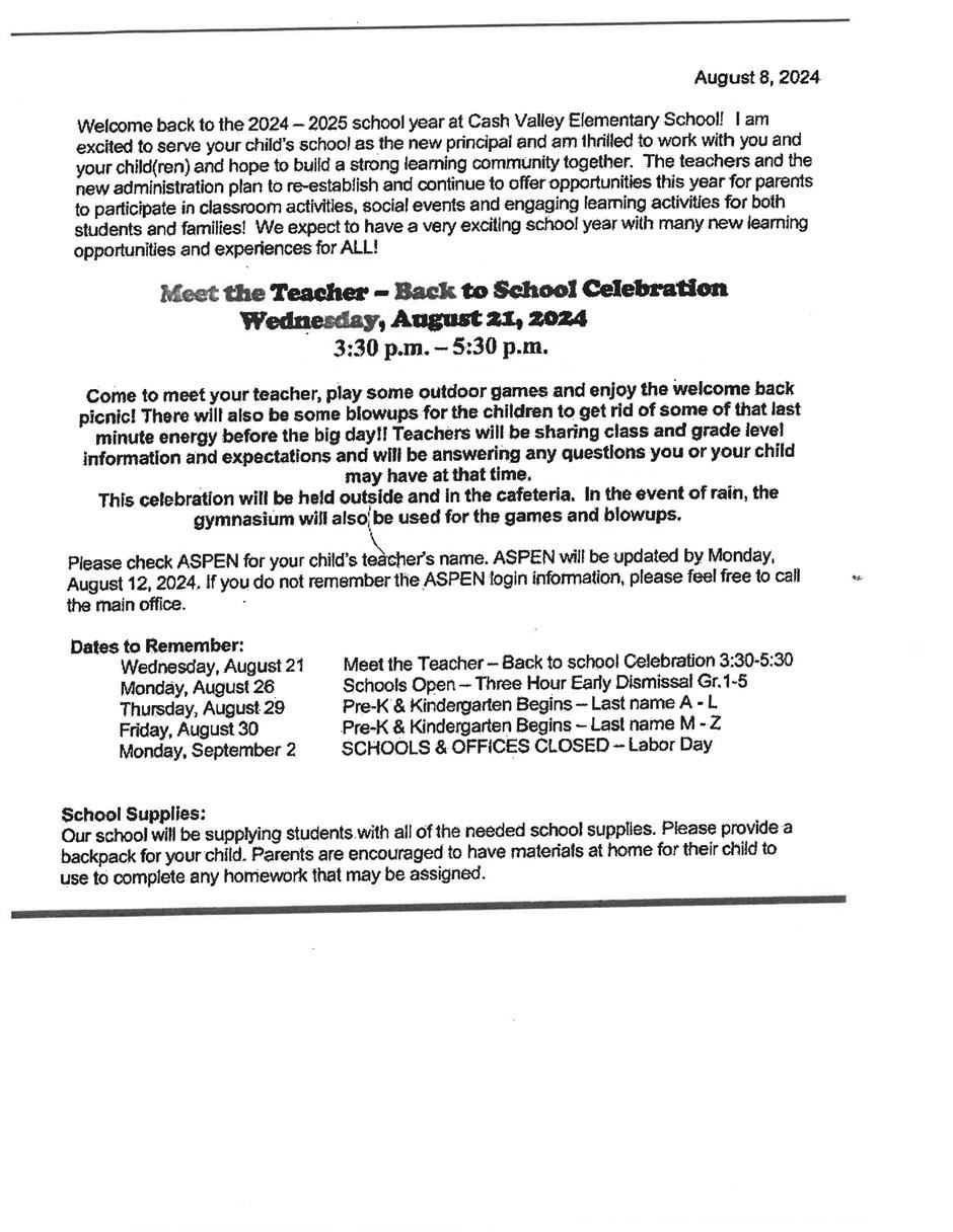 Beginning of Year Newsletter